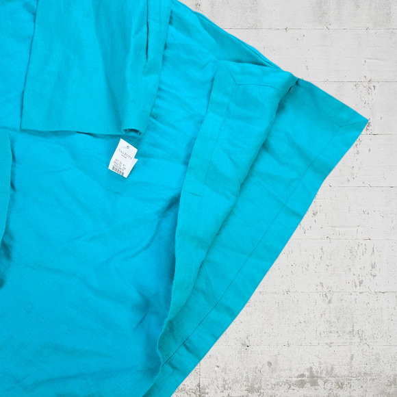 Talbots Teal Green Beaded Embroidered V Neck 3/4 Sleeve Linen Blouse Size Large - Picture 5 of 7